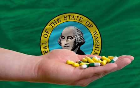 Washington State flag and pills 