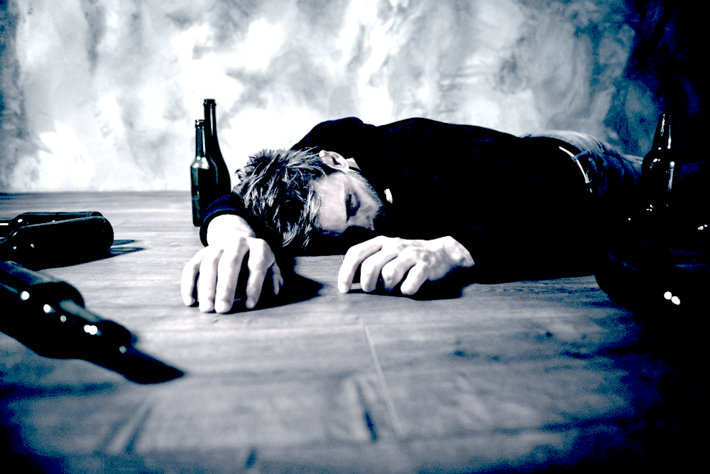 Drunk man on the floor